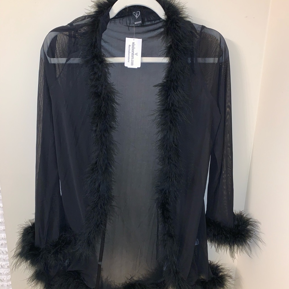 Black Sheer Fur Robe